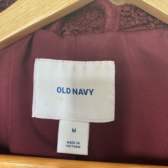 Burgundy mid length stretch fleece moto jacket - Picture 3 of 6